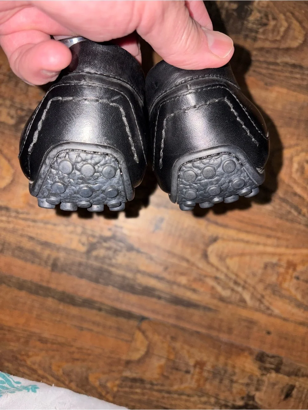 Florsheim Black Leather Slip-On Driving Loafers .